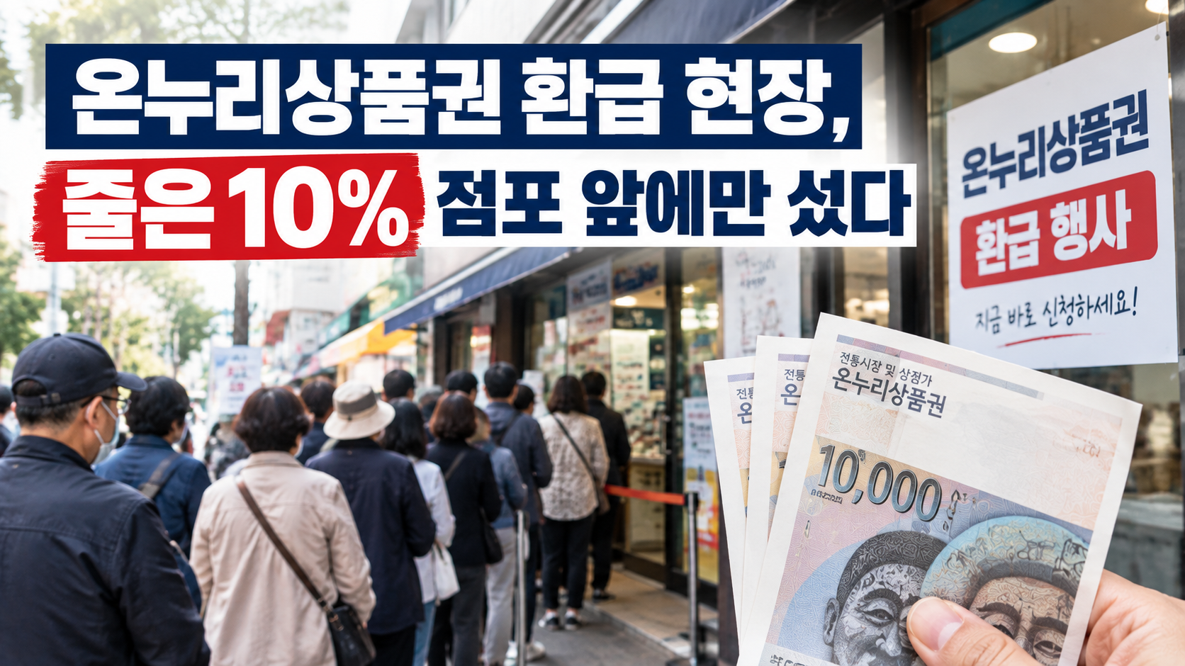 온누리상품권 환급 현장, 길어진 줄