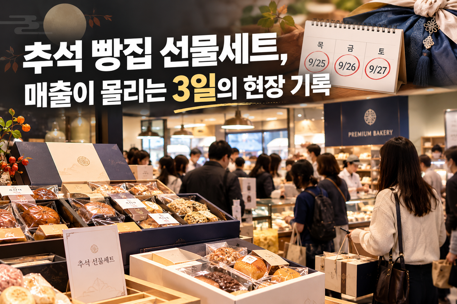 추석 빵집 선물세트 매출이 몰리는 연휴 전 사흘의 베이커리 현장